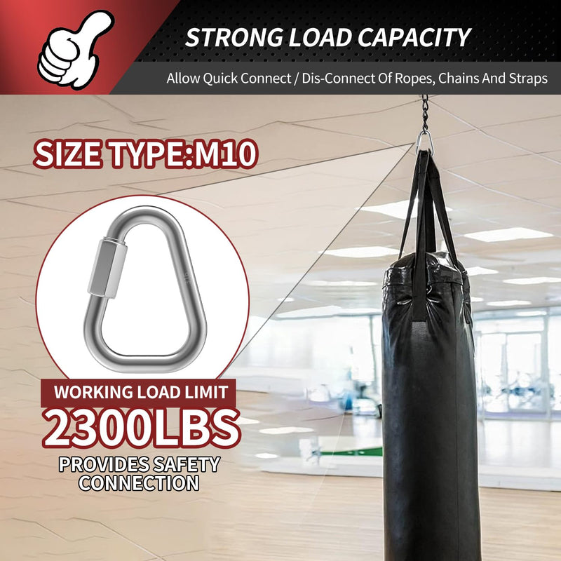 3.5 Inch Delta Quick Links 3/8 Inch 316 Stainless Steel Triangle Locking Quick Connector, M10 Quick Link Chain Heavy Duty Chain Connector - 2 Pack, 2300lbs Capacity 3.5 Inch, 2 Pack