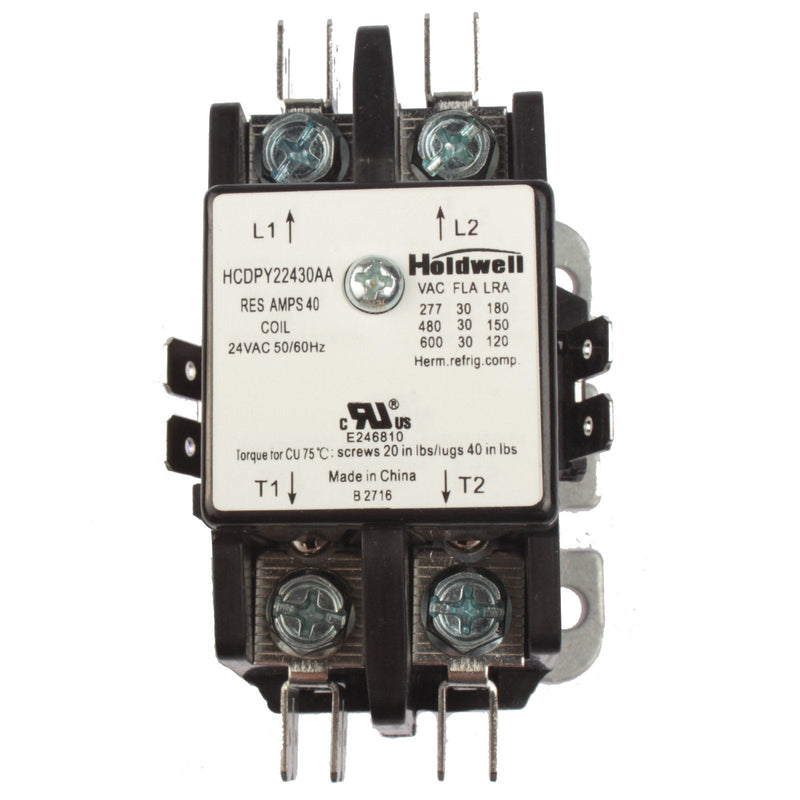 Holdwell 45EG20AJ 2 Pole 20 Amp 25 Amp 30 Amp 24V Coil Definite Purpose Air Conditioner Contactor