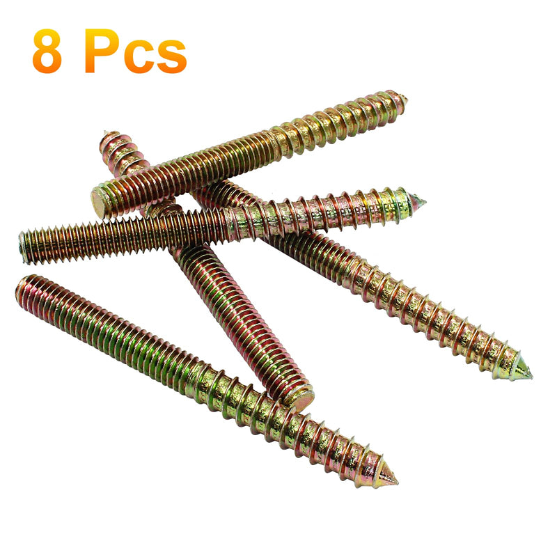Biaungdo 3/8-16 x 4 Hanger Bolts, 8 Pcs Self-Tapping Screw Hanger Bolts Double Headed Bolts Wood Dowel Screw Bolts Furniture Accessories for Wood Joint 3/8-16 x 4"