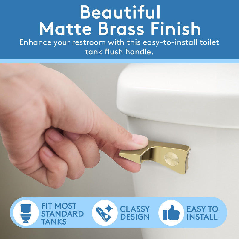 RAVINE Toilet Handle Replacement- American Standard Toilet Flush Handle with Elegant Design, Durable Toilet Flush Lever Front Mount - Easy to Install Toilet Bowl Handle Replacement (Matte Brass) Matte Brass