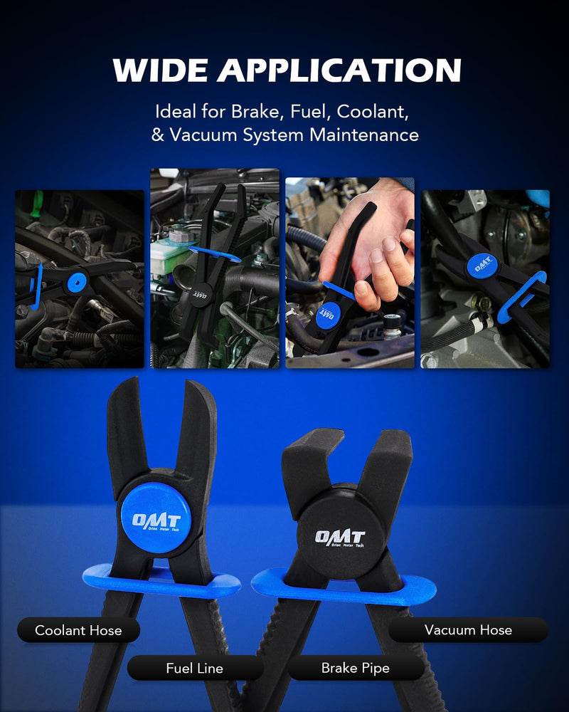 Orion Motor Tech Hose Pinch Off Pliers, 6 Piece Long Reach Hose Pinch Off Pliers Set for Flexible Hoses Brake Fuel Coolant Hoses Maintenance, Hose Pinch Pliers with Straight and 90° Pliers Straight and Angled