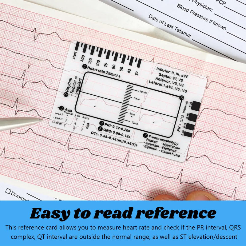 2PCS ECG 7 Step Ruler, EKG Interpretation Caliper, Transparent Plastic Measuring Tool blue