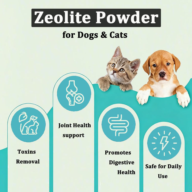 Accretion Natural Zeolite Powder for Dogs & Cats, 5oz, Digestive & Immune Support, Detox Aid, Joint Comfort, Easy-Mix Pet Supplement