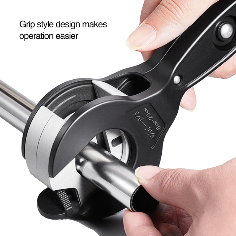 Ratchet pipe cutter 5/16"-1-1/8"| Compact 2-in-1 pipe cutter for narrow Spaces |PVC/Cu/plastic pipe cutter, equipped with ComfortGrip gloves + Pro deburring blade