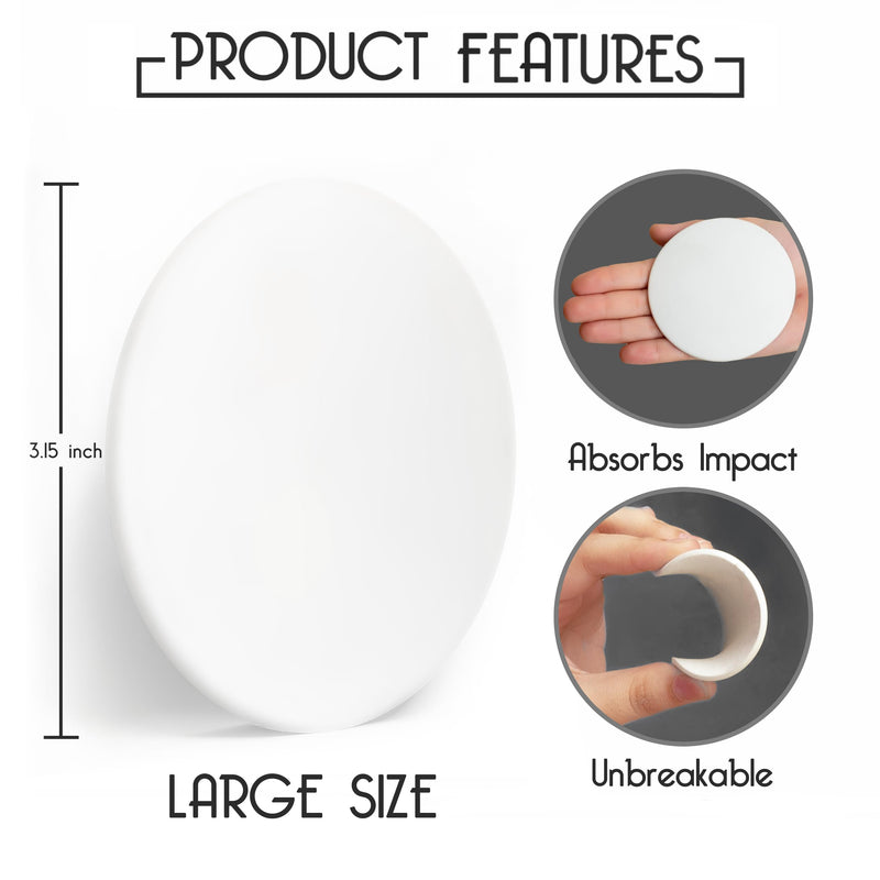 Door Stoppers - Large 3.15" (4 PCS) - Door Stoppers for Wall with Strong Back Adhesive - Quiet and Shock Absorbent Silicone Wall Protectors from Door Knobs - Protects Every Wall Surface - White Large Size 3.15" (4 PCS)