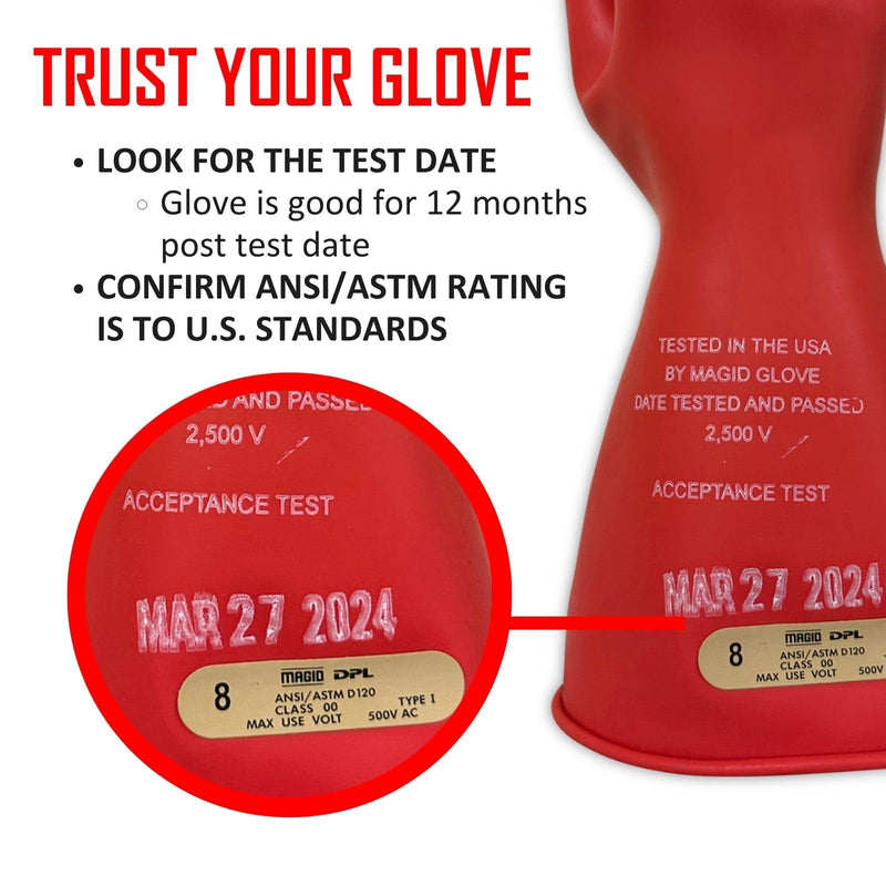 Magid Class 00 Electrical Glove 1 Pair Size 10 | Cuff Length - 11" Red