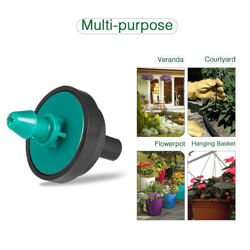 2 GPH Irrigation Drippers & Drip Emitters Maintain Constant Flow, 2 GPH Pressure Compensating Drippers, 2 GPH Inline Drippers & Drip Irrigation Emitters, 50 Per Bag, Green/Black