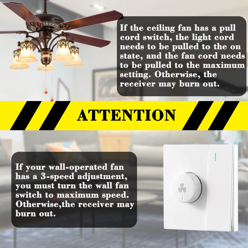 Ceiling Fan Remote Control Kit Replacement for Harbor Breeze Hunter Allen+Roth Kichler - FAN-35T KUJCE9603 L3HFAN35T1 35T1+FAN28R Kit