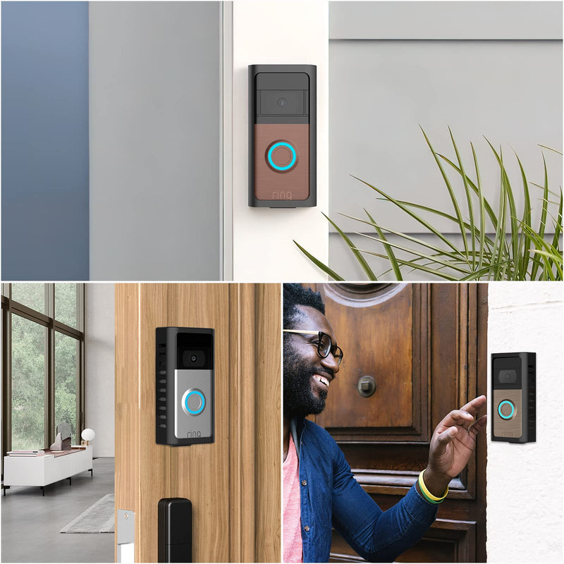 No-Drill Doorbell Mount for Ring Battery Video Doorbell 2/3/4/(2020 Release)/(2024 Release)/Plus/Pro, Adhesive Steel Metal Doorbell Mounting Bracket Accessories for Apartment, Home, Business Fixed