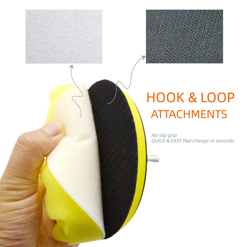 12Pcs 7inch Foam Buffing Polishing Pads Kit, with Coral Fleece Pad, Backing Plate, M14 Drill Adapter, Car Buffing Kit for Car Polishing, Waxing, Sealing Glaze (12Pcs-7inch) 12Pcs-7inch