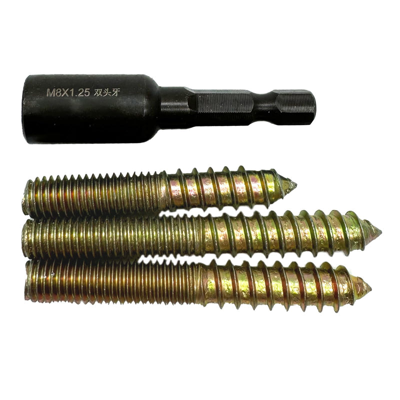 10Pcs Hanger Bolts Double Headed Bolts Kit,with (M8x1.25mm) Hanger Bolt Driver, Hanger Bolts for Wood Furniture(M8x50mm) M8x50mm