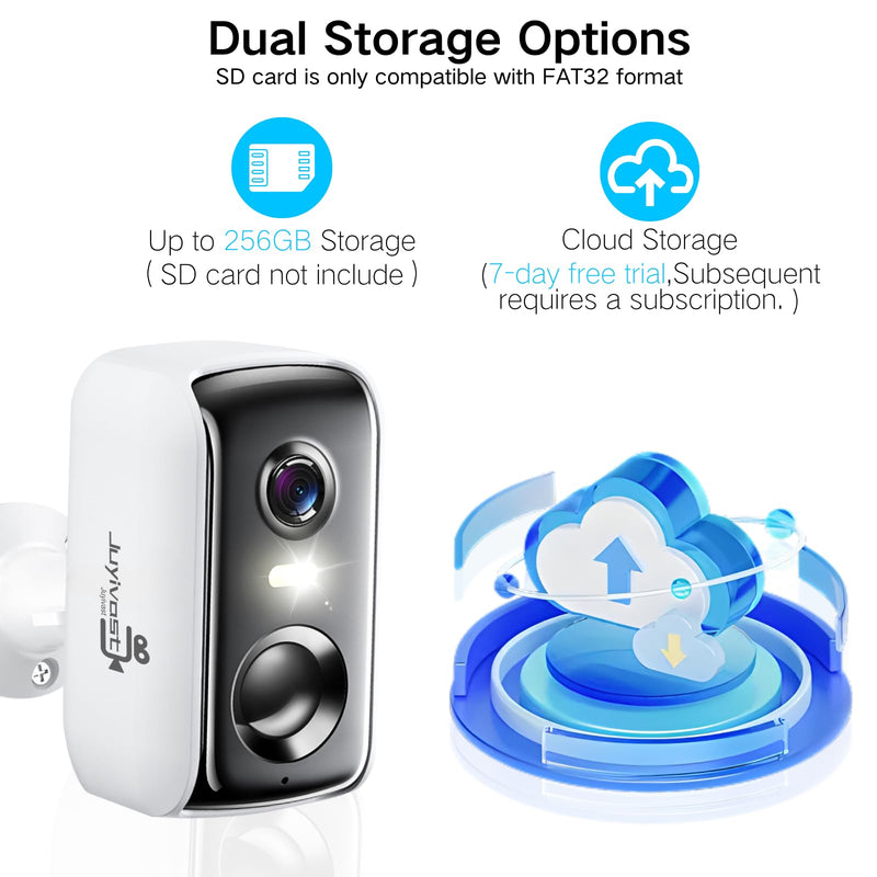 Security Cameras Wireless Outdoor, WIFI Cameras for Home Security with AI Motion Detection Spotlight Siren, Solar Panel Battery Powered, 2K Color Night Vision, 2-Way Talk, Waterproof, Cloud/SD Storage Q151SP-White
