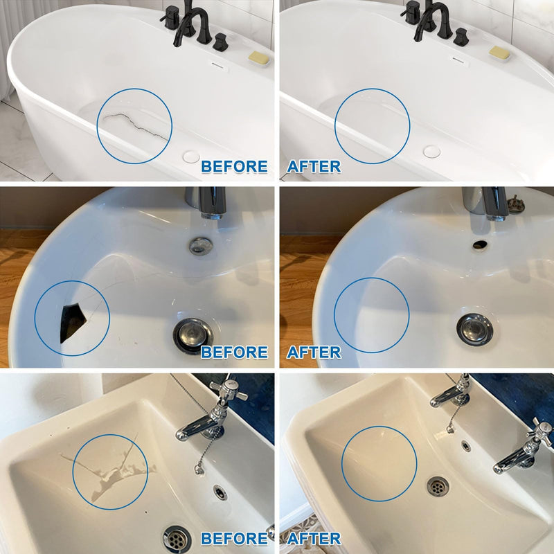 Fiberglass Tub Repair Kit (Color Match), 3.7oz Fiberglass Shower, Porcelain Sink and Acrylic Bathtub Repair Kit, Quick to Fix Cracks, Chips, Dents, Holes on Bath Tub & Toilet, Almond/Biscuit/Bone - NewNest Australia
