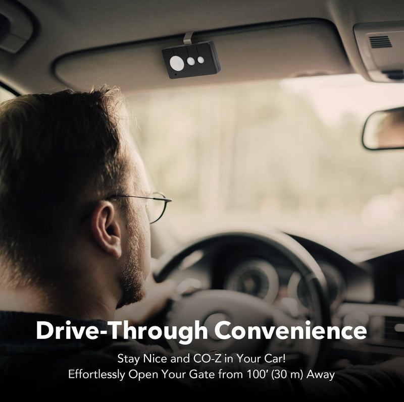 CO-Z 1 Backup Remote Control & 1 Wireless Clip-on Remote for Automatic Sliding Gate Opener Hardware,