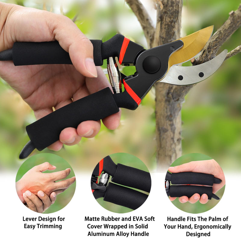 Kynup 3Pack Pruning Shears, Garden Shears, Pruning Shears for Gardening, Gardening Shears, Garden Scissors, Garden Clippers, Gardening Tools with Gloves, Stainless Steel, Soft Grip Handle