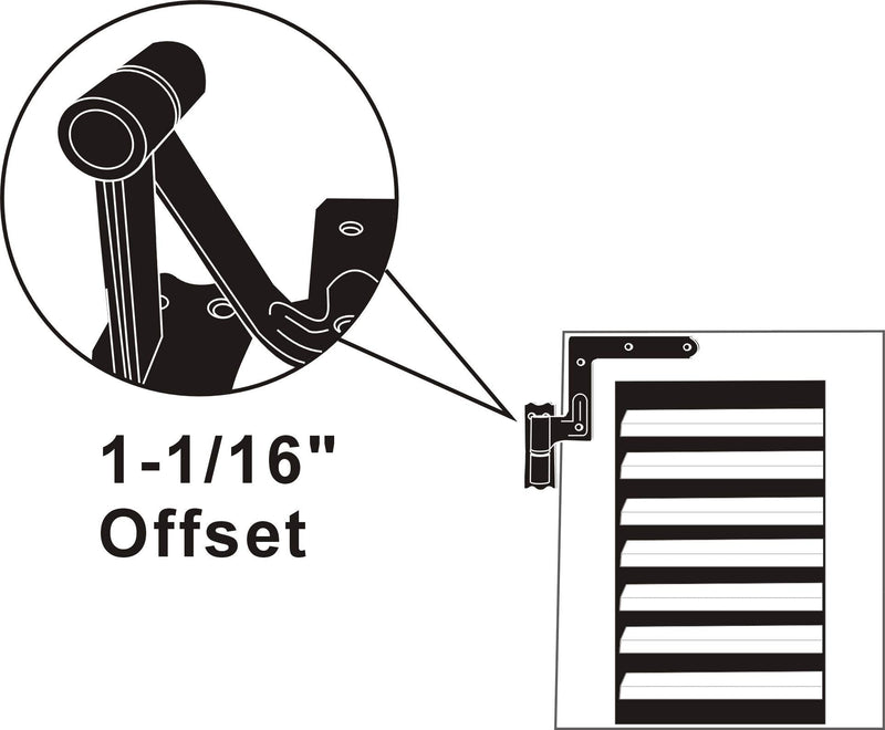 QCAA Steel Blind Shutter Hinge for Wood Frame & Brick, 1-1/16", Power Coated Black, 2 Pack (1 Pair), Made in Taiwan