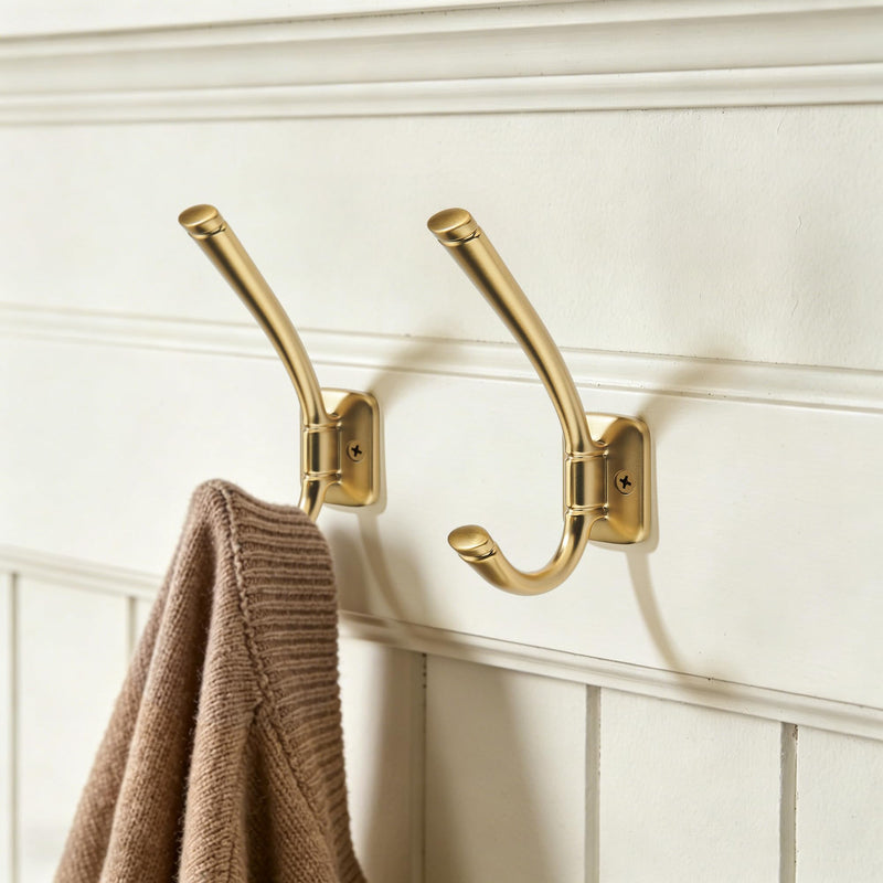 AVICCI 3 Pack Coat Hooks Champagne Bronze Coat Hooks,Heavy Duty Hooks wall Hook for Hanging Towel, for Wardrobe Bathroom Bedroom Furniture Hardware