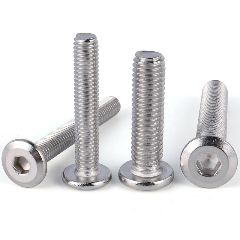 M8-1.25 x 50 mm 18Pcs Flat Head Hex Socket Cap Screws Bolts,304 Stainless Steel 18-8,Full Thread,Hex Spanner Included (VG30129) M8 x 50-18pcs Silver