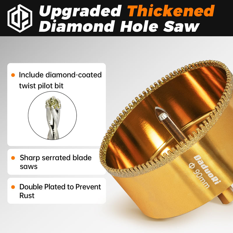 1-1/2" Serrated Diamond Hole Saw with 2Pcs Removable Pilot Bits, Easy-Align for Precise Drilling in Porcelain, Ceramic, Granite, and Marble (1.5" Countertop Drill Bit) 38mm | 1-1/2"