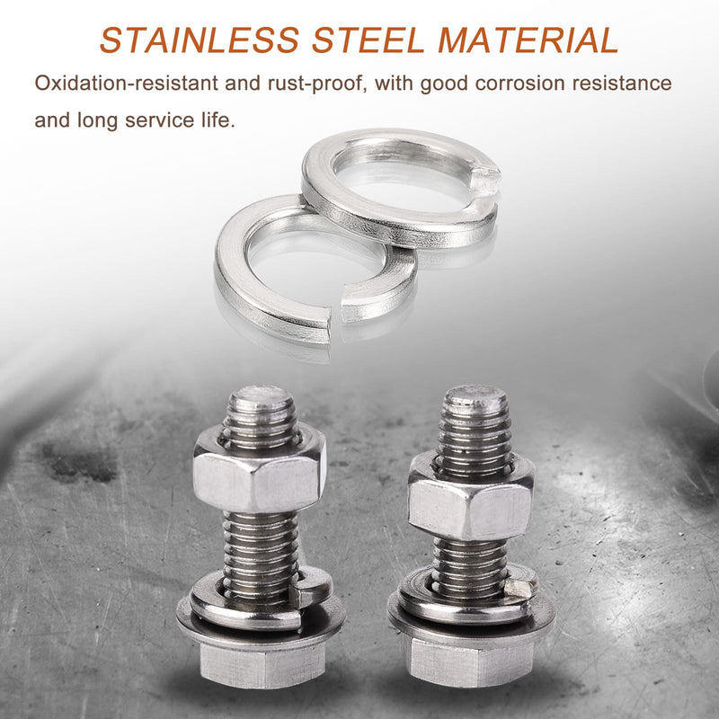 uxcell 10 Pcs Spring Lock Washer, M14 Split Lock Washer Assortment 316 Stainless Steel Lock Washers for Screws Bolts Nuts, Silver