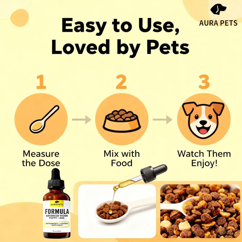 Advanced Vision Formula for Dogs, AuraPets Vision Formula, with Lutein, Zeaxanthin, Astaxanthin, Supports Vision and Reduces Cloudiness, 30ml (1)