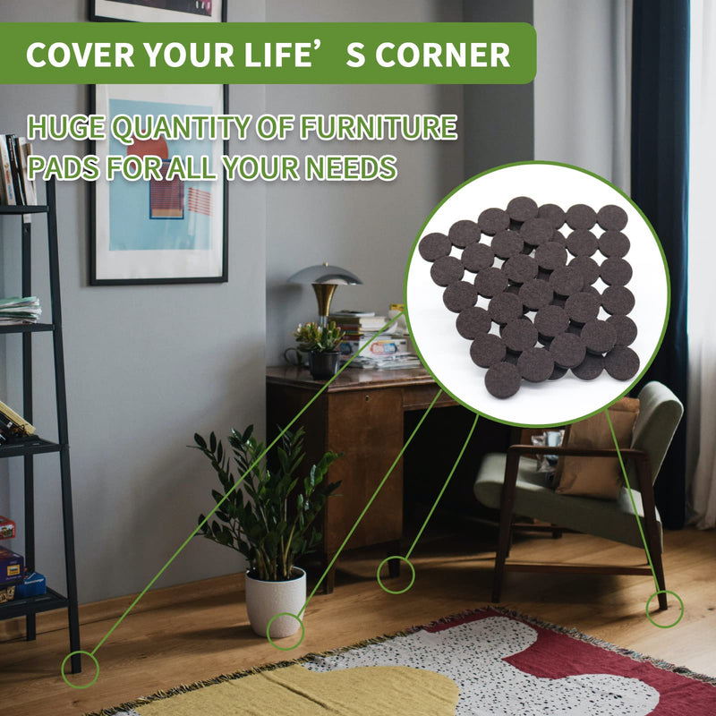 Felt Furniture Pads for Hardwood Floors 48 PCS, Furniture Pads, Floor Protectors for Hardwood Floors, Felt Pads for Furniture, Round, Dark Brown 48PCS 1" DarkBrown