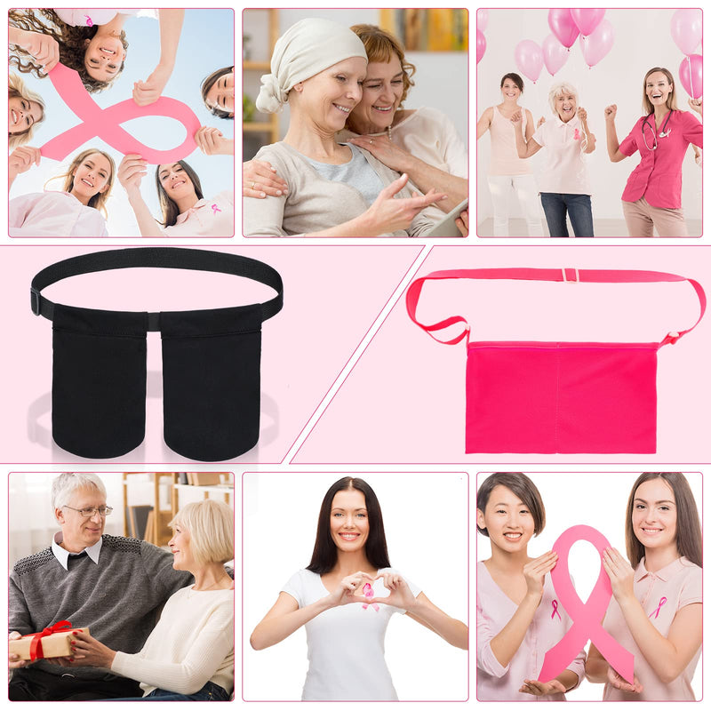 Tondiamo Mastectomy Drain Holder Adjustable Drain Pouch with Shower Bag Mastectomy Breast Shirts with Drain Two Pockets Mastectomy Tummy Tuck Recovery Supplies(Black, Red, Two Pockets) Black, Red