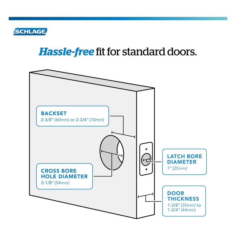 Schlage F51A GEO 622 COH Georgian Door Knob with Cohen Trim, Keyed Entry Lock, Matte Black