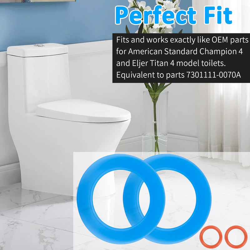 Flush Valve Seal for American Standard & Eljer Toilets, Upgraded Silicone Material 7301111-0070A American Standard Toilet Parts Replacement with O Rings for Champion 4 and Eljer Titan 4, 2Pcs