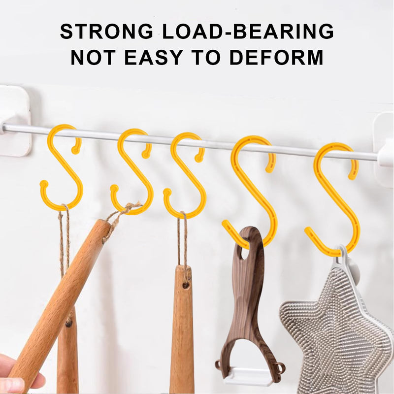 6 Pack Heavy Duty S Hooks, S Hooks for Hanging Heavy Duty, Yellow Plastic Hooks for Hanging Plants,Bathroom,Kitchen,Garden Tools,Industry