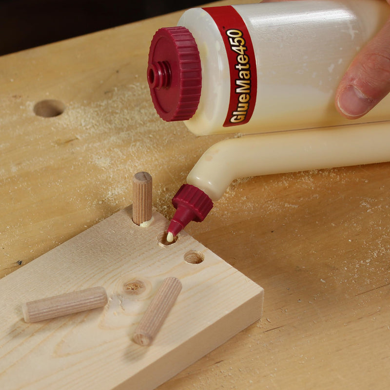 Milescraft 5222 Glue Mate 150-5oz. (150ml) Precision Wood Glue Bottle - Anti-Drip - Dowel and Biscuit Tips Included - Easy Flow Multi-Chamber Design - Ideal for Woodworking 5