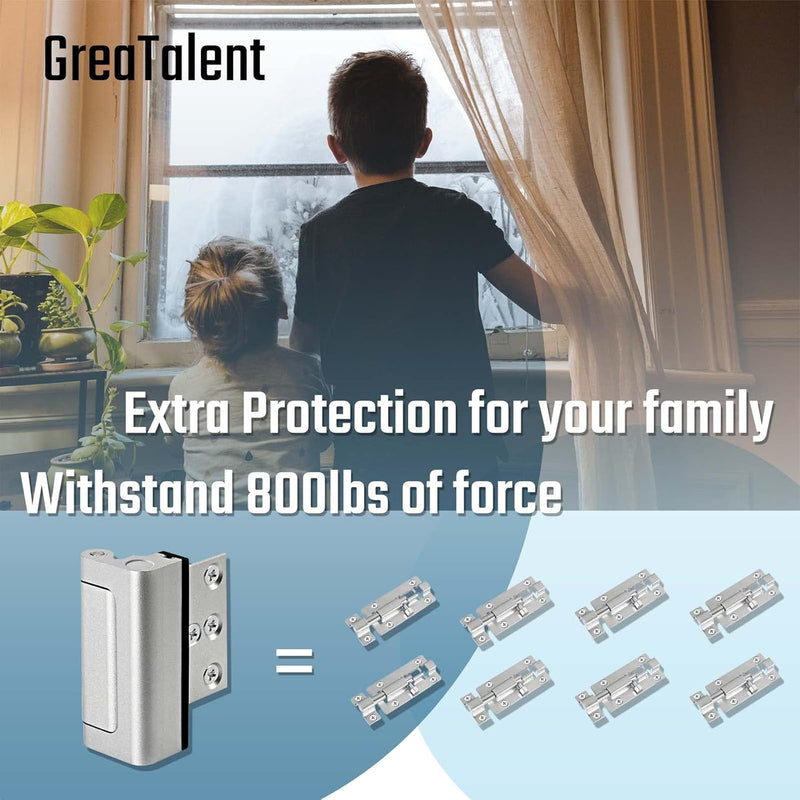 EverPlus Home Security Door Lock with 8 Screws, Childproof Door Reinforcement Lock with 3 Inch Stop Withstand 800 lbs for Inward Swinging Door,Upgrade Night Lock to Defend Your Home (Silver) 1 Silver