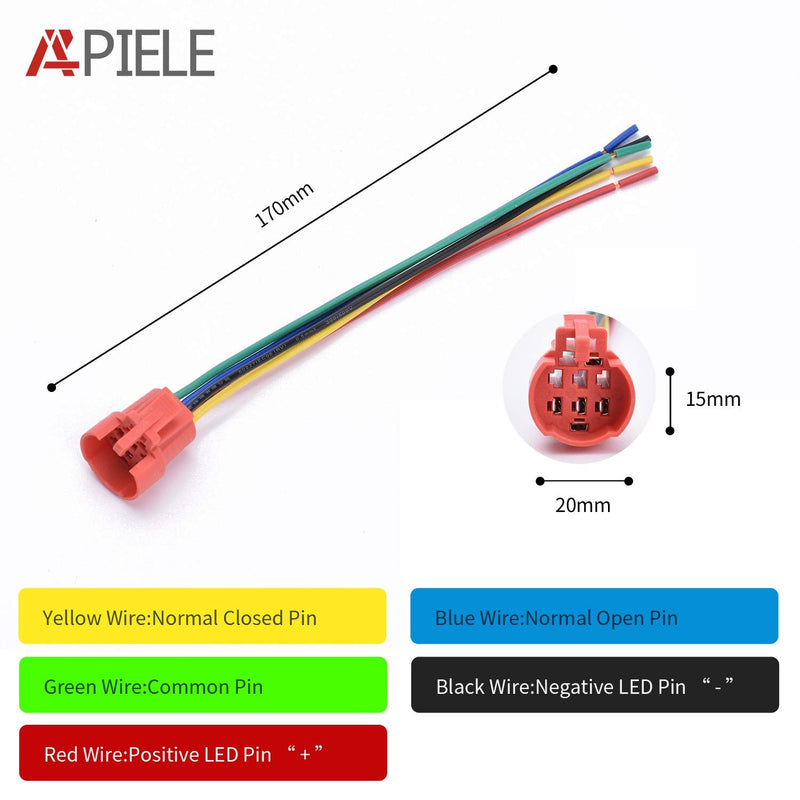 APIELE 19mm Latching Push Button Switch 12V DC Angel Eye Halo Ring LED Metal 0.74" 1NO1NC SPDT with Wire Socket Plug (RED) Silver Shell-Red - NewNest Australia