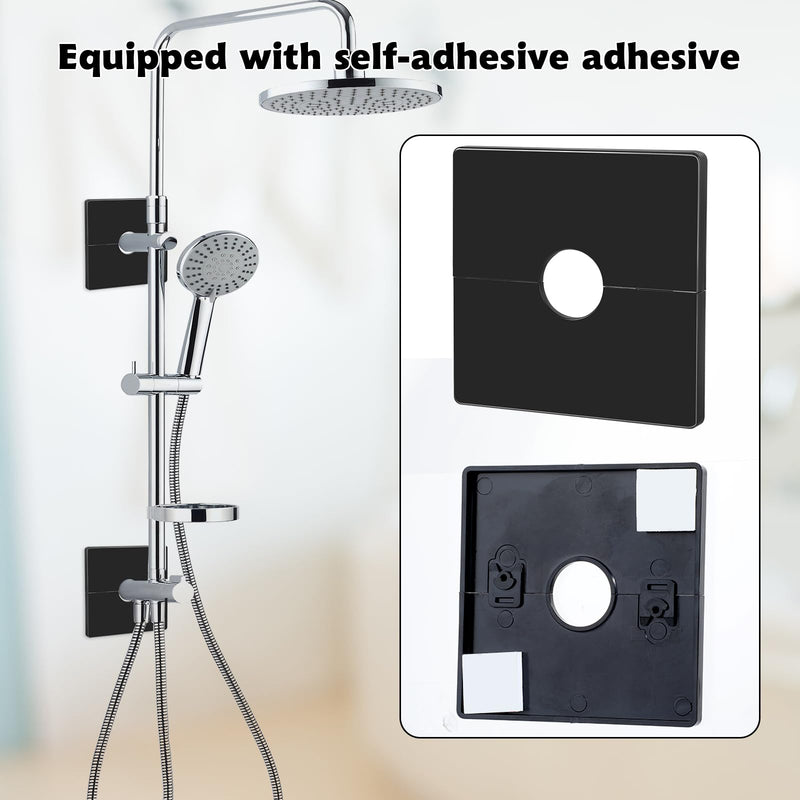 2 Pcs Plumbing Cover Plates, Square Shower Arm Flange Escutcheon Plate Wall Split Pipe Flange Cover Plate for Fixed Shower Head Faucet Standard 1/2 Inch Pipes (Black) Black