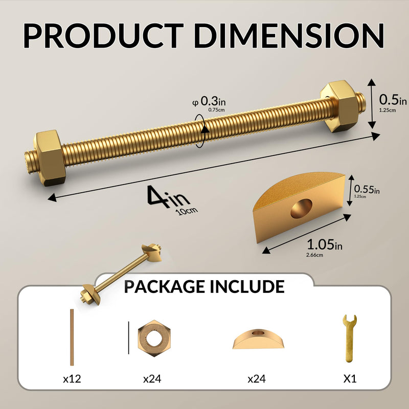 Countertop Connector Bolts, M8x100mm Countertop Joint Fasteners, Furniture Fastening Connectors, Drawbolt/Bed/Butcher Block Joint Connector Kit, Miter Draw Bolt Countertop Flip Connector, 6Pcs 6