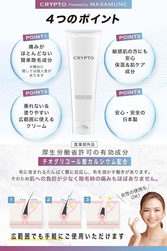 CRYPTO VIO Hair Removal Cream, Men's, Women's, Medicinal Use, Ministry of Health, Labor and Welfare Approved, V-Line, For Body, Unisex, 7.1 oz (200 g), Quasi Drug, Made in Japan - NewNest Australia