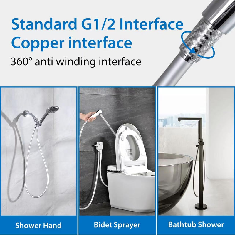 Silicone Shower Hose 59 Inches Explosion Proof Anti Winding Shower Head Hose Used In Showerheads Spray Bidet Rv Outside Shower Hose Replacement Shower Hose Extra Long Handheld Hose(59 Inches Silvery) Silver
