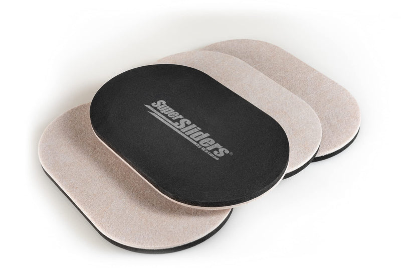 Super Sliders 3 1/2" x 6" Oval Reusable Furniture Sliders for Hard Surfaces - Effortless Moving and Surface Protection, Beige (4 Pack) 3-1/2 x 6 Inch Oval For Hardwood Movers