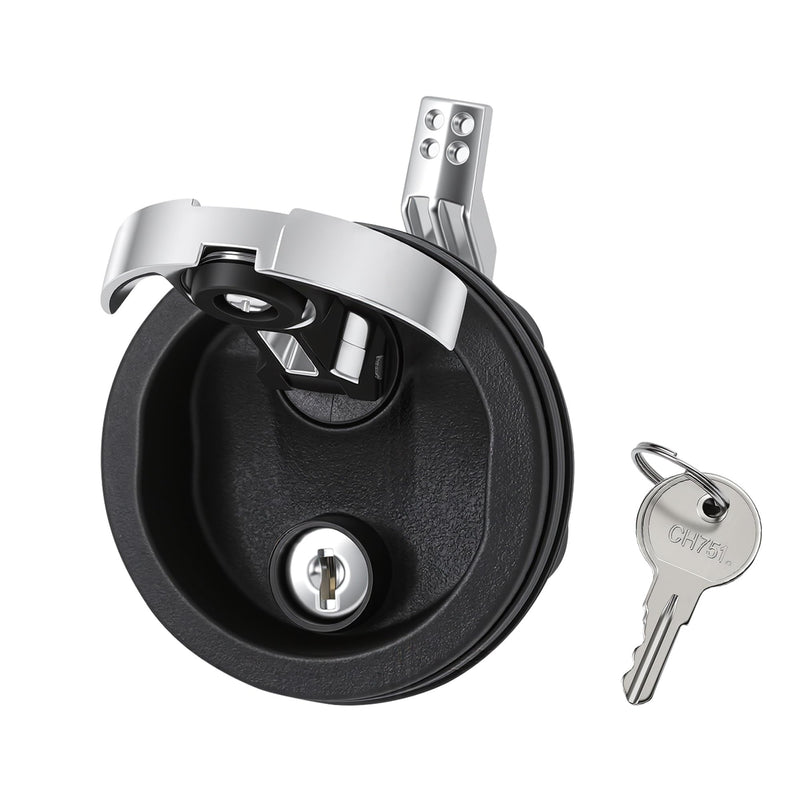 Boat Door Latch Fits 2-1/2" Hole Flush Mount Floor Latches,Marine Grade Nylon T-Handle Locking Latch,Boat Cam Latch black