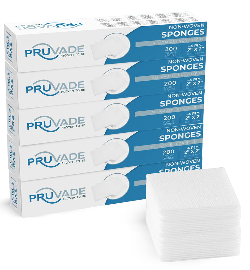 Gauze Pads 2"x2" Non-Woven 4-Ply (Pack of 1000) All-Purpose Non-Sterile Dental Gauze Pads - Soft & Absorbent Gauze Sponges for First Aid Kit, Makeup-Removal, Skin Cleansing - 5 Packs of 200 2"x2" 1000 Pack (5 Sleeves)