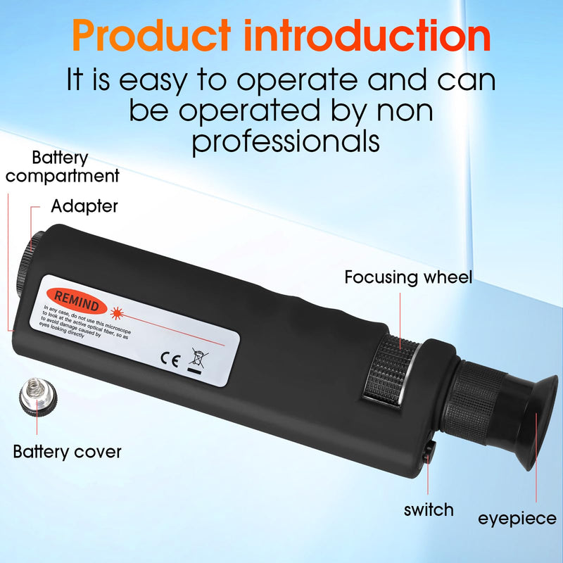 400X Fiber Optic Inspection Microscope Cable SC FC ST LC Interface End Face With 1.25mm 2.5mm Adapter and Cleaner Handheld LED Cleaning Detector
