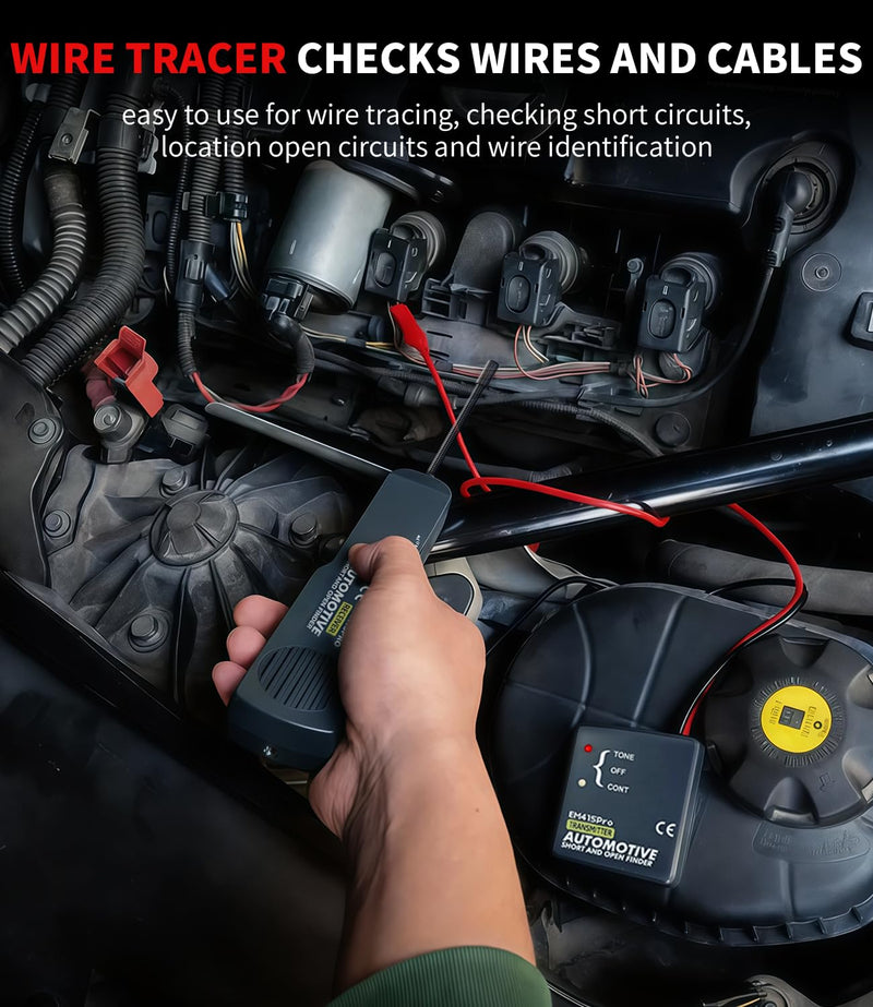 EM415Pro Wire Tracer Electrical Automotive Open & Short Finder, VEHLIVE 6-42V DC Circuit Tester Automotive Circuit Breaker Finder Fault Probe Wire Tracker Electrical Cable Tracer for Car, Boat,Trailer