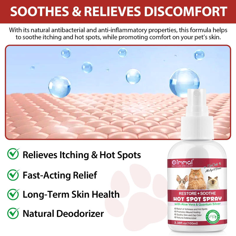 Hot Spot Spray Treatment for Cats, Upgraded Hot Spot & Itch Relief Skin Spray for Cat, Instant Irritated Dry Itchy Skin, Allergies, and Dermatitis, Scratching and Licking, Reduces Topical Inflammation hot spot spray treatment for cats