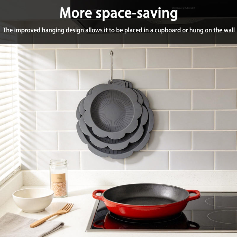Silicone Pan Protectors for Stacking,3pcs Thicker Pots Protector (Include 8",10",12") with 3pcs Felt Pans Separators for Protecting Your Cookware,Dishwasher Safe (Dark Gray) Dark Gray