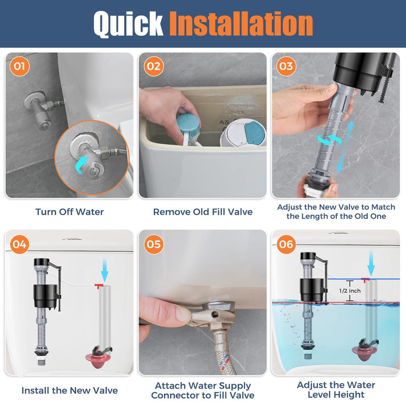 Universal Toilet Flusher Replacement Kit, Water-Saving & Height Adjustable Fill Valve, 2-Inch Flapper, Quiet & Anti-Siphon Toilet Repair Kit Inside Tank, Easy to Install (Red, 1-Pack) Red