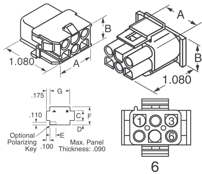 Molex -3 Complete Set - (6 Circuit) w/14-20 AWG, Wire Connector - 2.13mm D, Latch Lock, MLX™