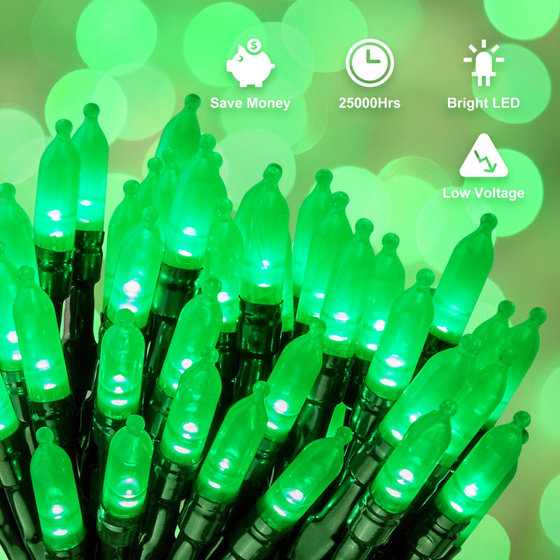 St. Patrick's Day Green String Lights，2 Pack 17.8 Feet 50 LED Battery Operated Mini String Lights with 8 Modes Waterproof for Outdoor Indoor Patio Xmas Tree Holiday Party Christmas Show 50 LED × 2 Pack