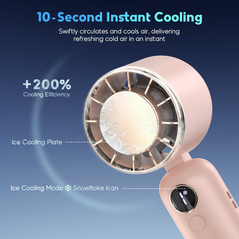 Hotsales Portable Handheld Fan, Powerful Hand Held Mini Fan, 3 Speed USB Rechargeable 5000mAh Battery Operated, LED Display, Cooling Personal Fan Gifts for Women, Men, Travel, Camping, Outdoor