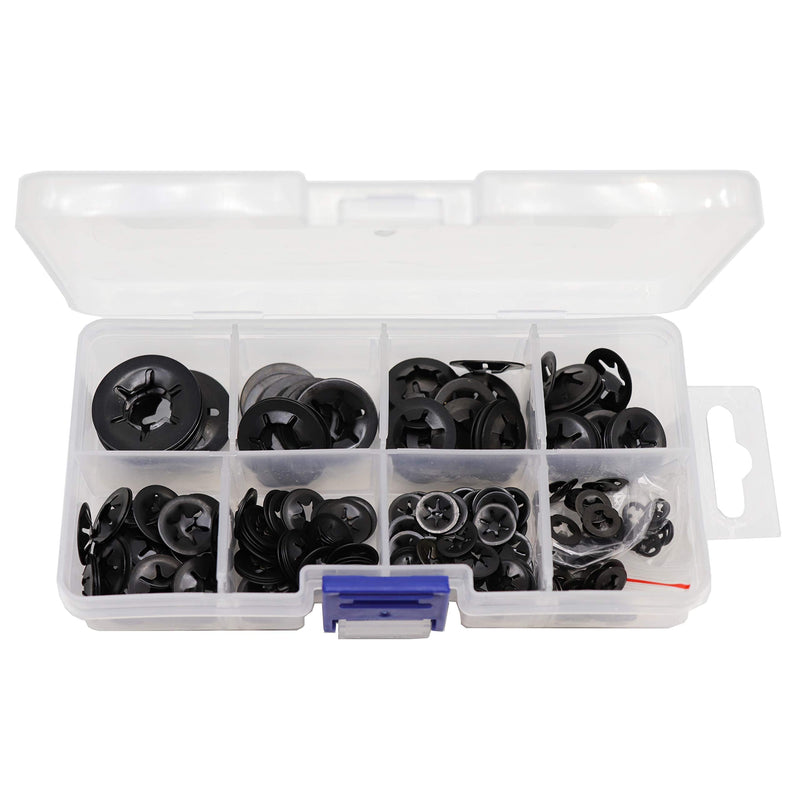 260pcs[9 Sizes] Black Starlock Internal Tooth Lock Washers Assortment Kit, M2/ M2.5/ M3/ M4/ M5/ M6/ M8/ M10/ M12