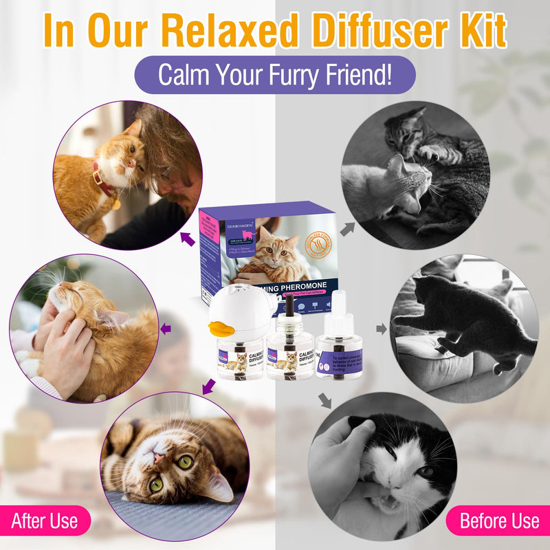 Cat Calming Pheromone Diffuser Reduces Conflict Between Cats Effective Anxiety Relief for Cats & Cat Calming Soothing 48ML 3 Refills Fits All Cats - 3 Pack - PawsPlanet Australia